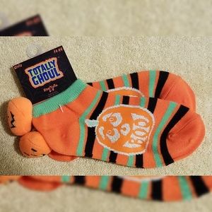 Totally Ghoul Pumpkin Socks Girls Shoe Size 6-8